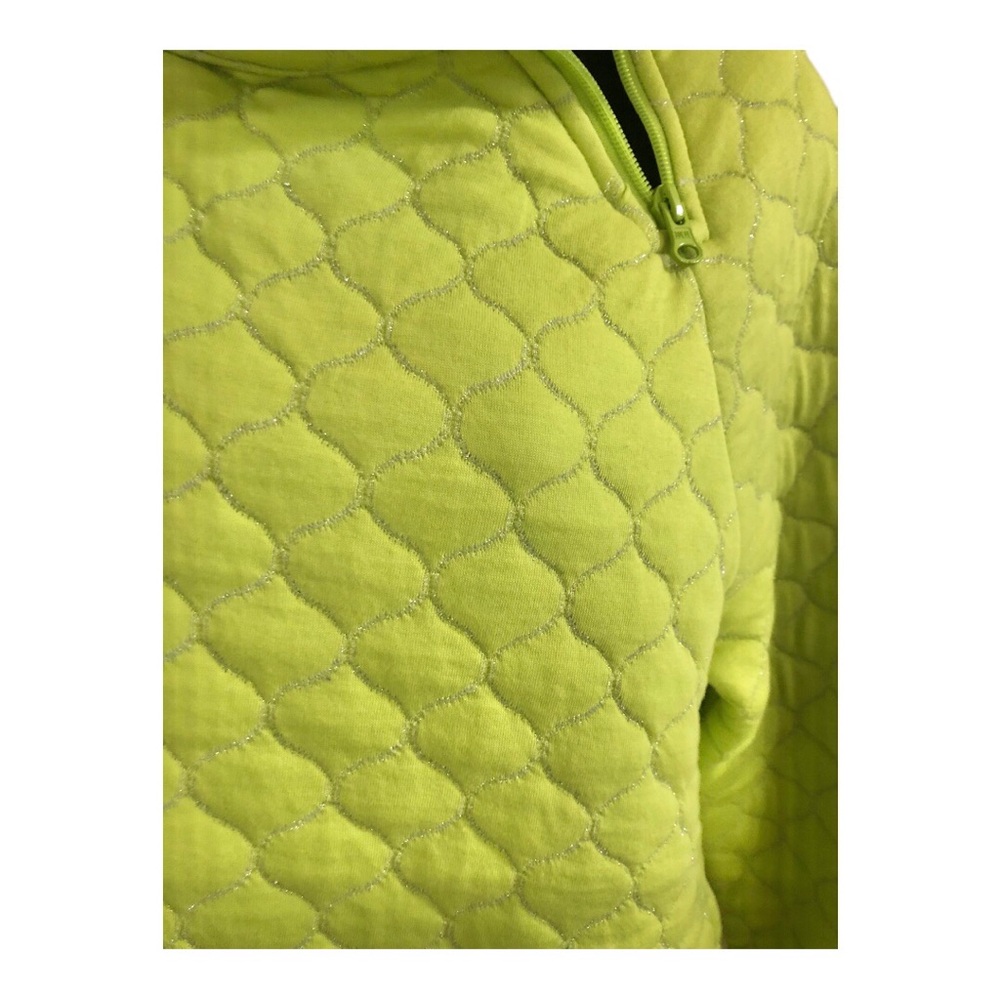 Talbots quilted silver lined lime green mockneck sweater top size medium new - Picture 5 of 10